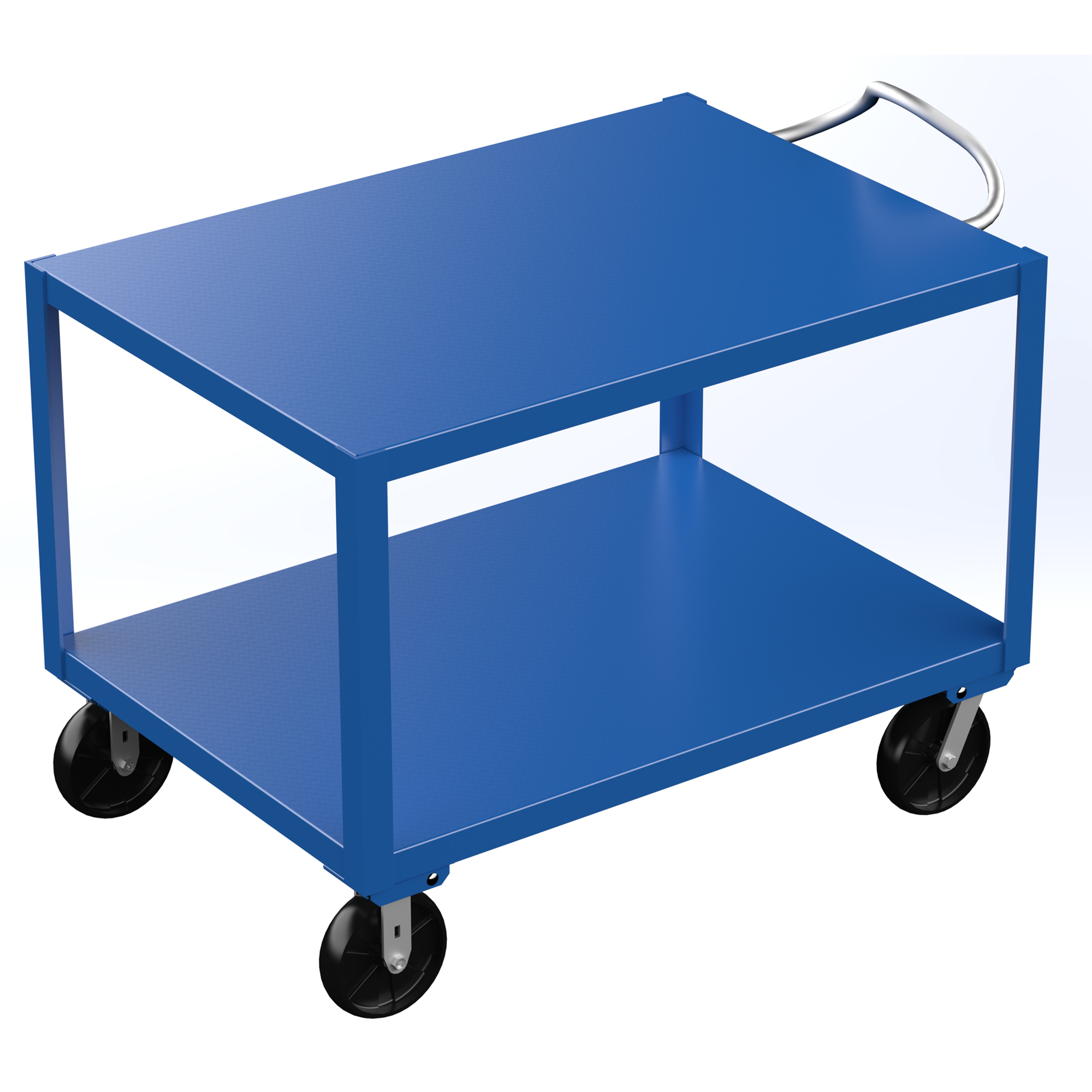 Vestil Steel 34 In. x 48 In. Platform Heavy Duty Ergo Handle Cart with GFN Casters 4000 Lb. Capacity Blue